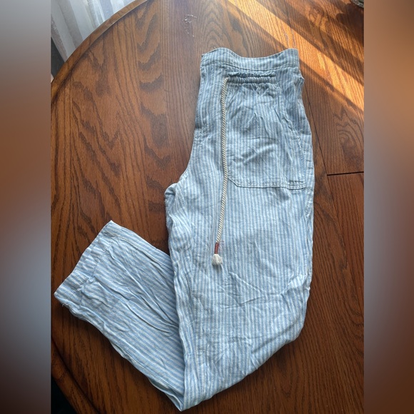 Anthropologie linen striped pull on pants womens S - Picture 1 of 6